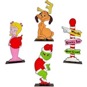 Christmas Table Decorations -4 Pack Wooden Centerpiece Signs for Holiday Parties